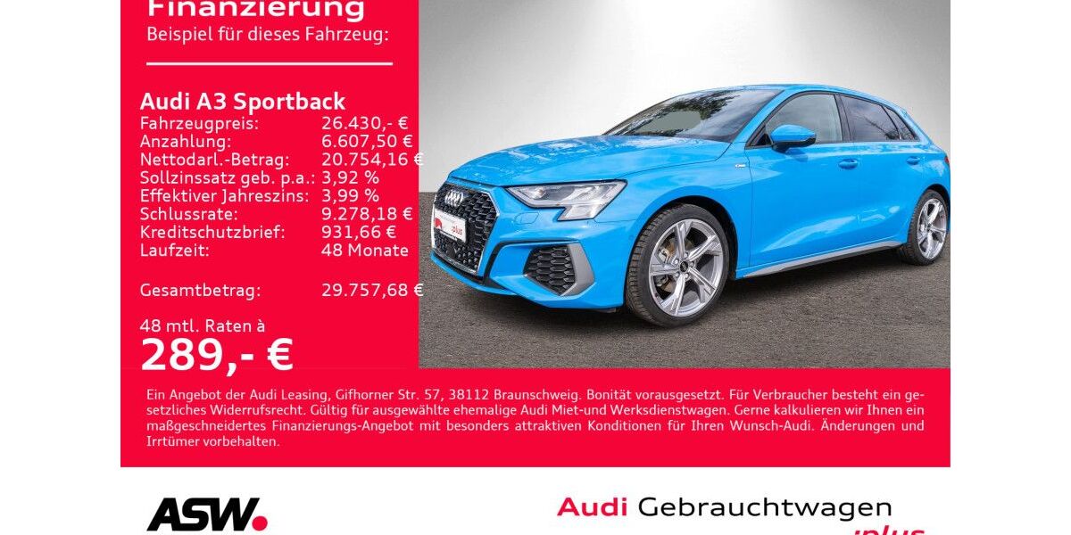 Audi A3 19.990 km 26.430 &euro; Heilbronn 74074