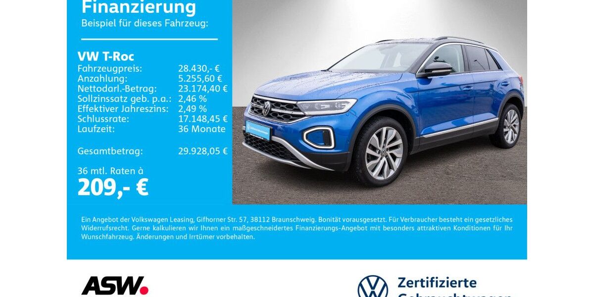 VW T-Roc 49.000 km 28.430 &euro; Bad Rappenau 74906